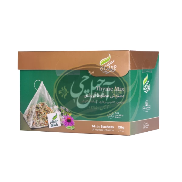 دمنوش هرمی آویشن و کاکوتی 14عددی مهرگیاه